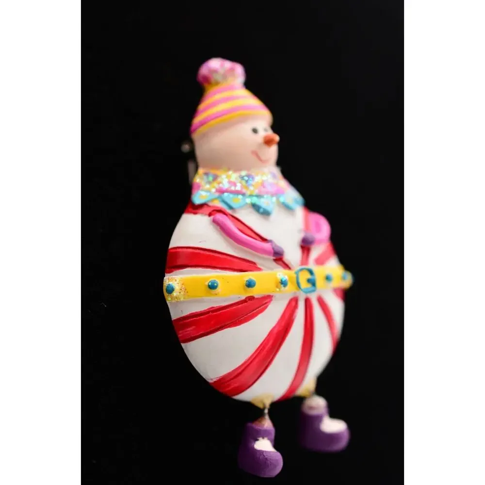 Vintage Christmas Pin Brooch Peppermint Snowman Candy Holiday 1990s BinAT
